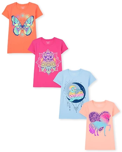 Girls Animal Graphic Tee 4-Pack