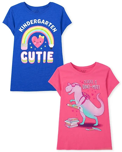 Girls Kindergarten Graphic Tee 2-Pack