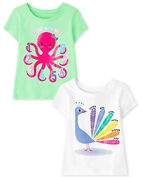 Toddler Girls Educational Graphic Tee 2-Pack