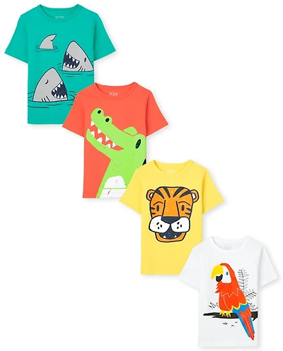 Baby And Toddler Boys Animal Graphic Tee 4-Pack