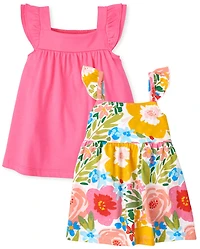 Baby Girls Buffalo Floral Bodysuit Dress 2-Pack