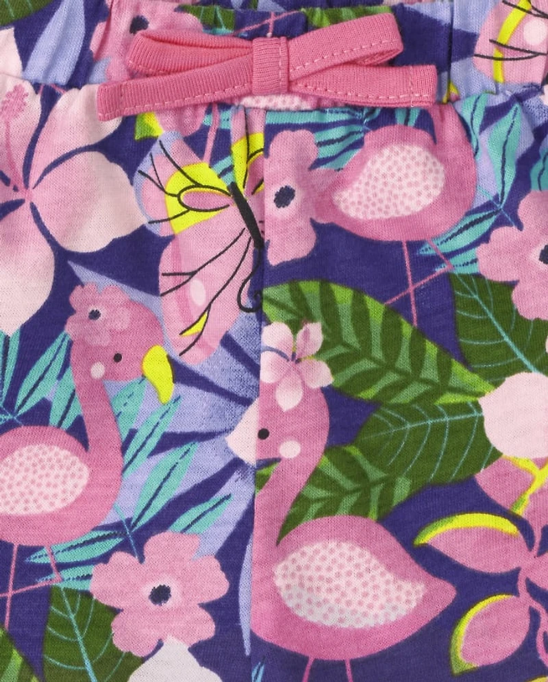 Baby Girls Flamingo Ruffle Shorts 2-Pack