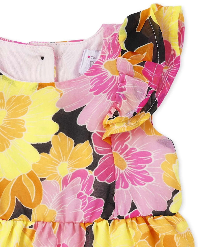 Baby Girls Floral Ruffle Dress