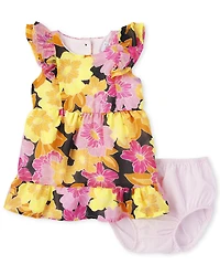 Baby Girls Floral Ruffle Dress