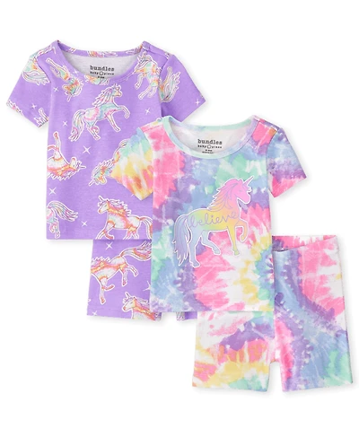 Baby And Toddler Girls Glow Unicorn Snug Fit Cotton Pajamas 2-Pack