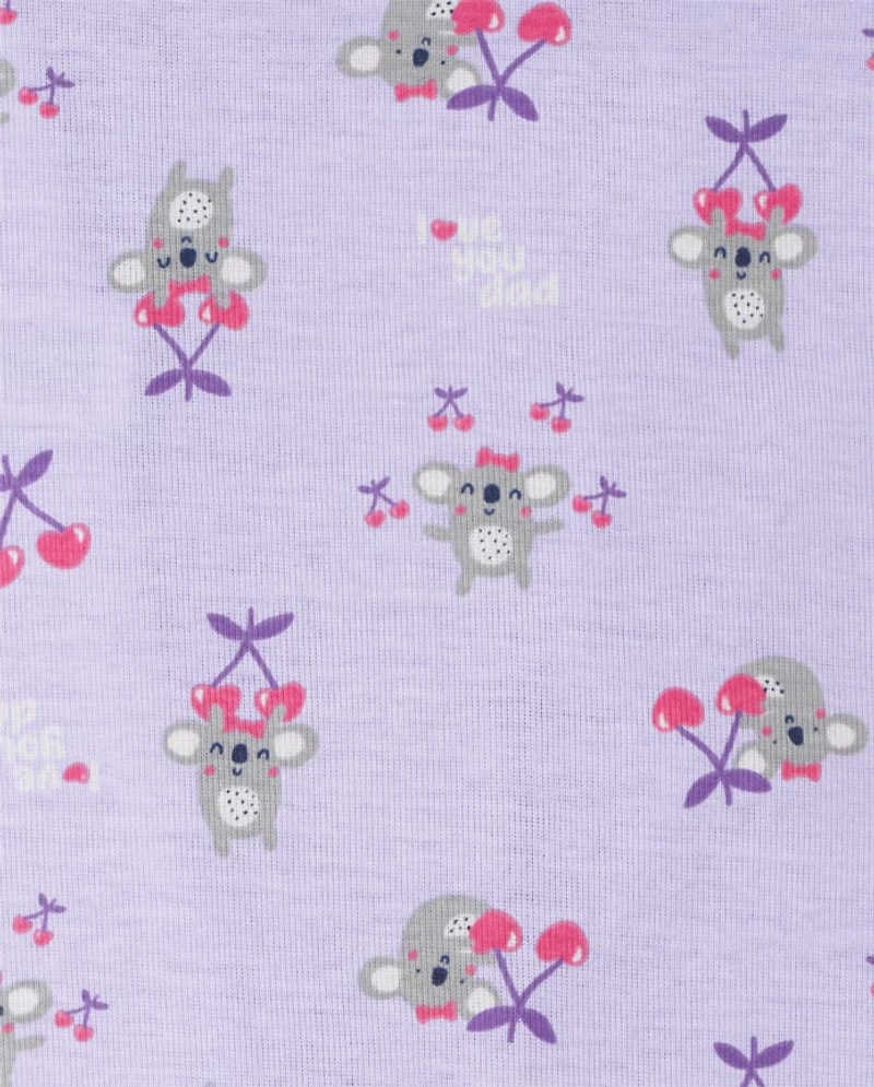 Baby And Toddler Girls Koala Strawberry Snug Fit Cotton One Piece Pajamas 2-Pack