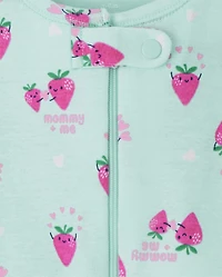 Baby And Toddler Girls Koala Strawberry Snug Fit Cotton One Piece Pajamas 2-Pack