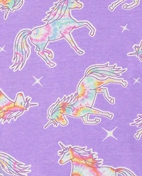 Baby And Toddler Girls Glow Unicorn Tie Dye Snug Fit Cotton Pajamas 2-Pack