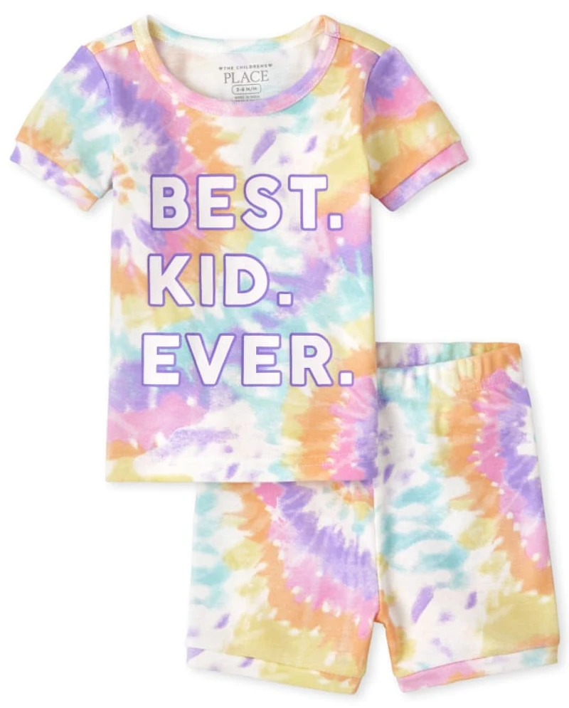 Baby And Toddler Girls Matching Family Rainbow Tie Dye Snug Fit Cotton Pajamas