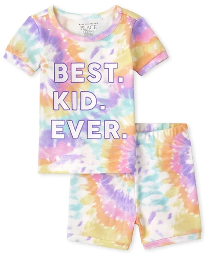 Baby And Toddler Girls Matching Family Rainbow Tie Dye Snug Fit Cotton Pajamas