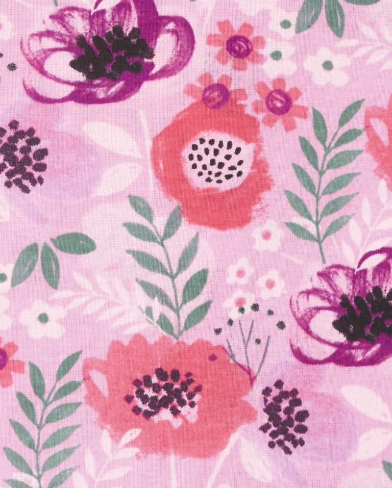 Baby And Toddler Girls Striped Floral Snug Fit Cotton One Piece Pajamas 2-Pack