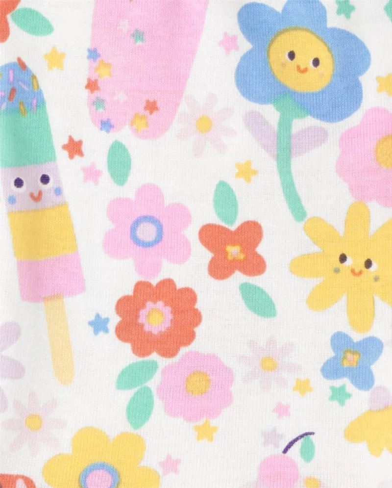 Baby And Toddler Girls Glow Love Popsicle Snug Fit Cotton Pajamas 2-Pack