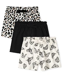 Lot de 3 shorts taille sac papier léopard bébé fille