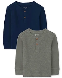 Toddler Boys Thermal Henley Top 2-Pack