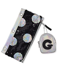 Girls Holographic Initial Backpack Pouch