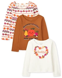 Toddler Girls Fall Top 3-Pack