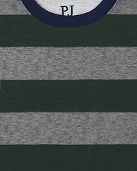 Boys Striped Henley Snug Fit Cotton Pajamas 2-Pack