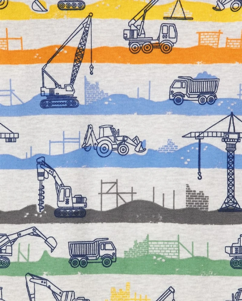 Baby And Toddler Boys Construction Snug Fit Cotton Pajamas 2-Pack