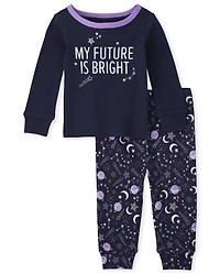 Baby And Toddler Girls Moon Snug Fit Cotton Pajamas