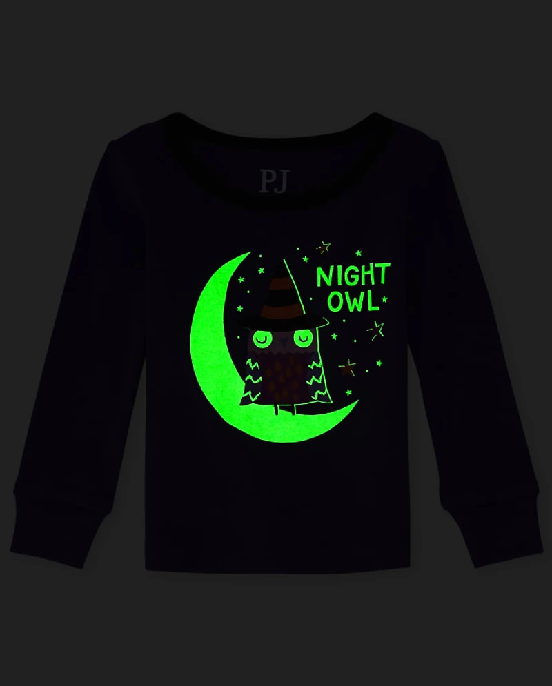 Baby And Toddler Girls Glow Night Owl Snug Fit Cotton Pajamas