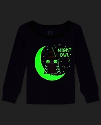 Baby And Toddler Girls Glow Night Owl Snug Fit Cotton Pajamas