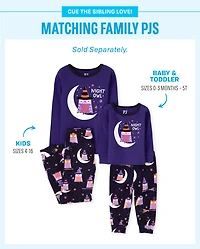 Baby And Toddler Girls Glow Night Owl Snug Fit Cotton Pajamas