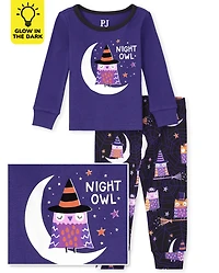 Baby And Toddler Girls Glow Night Owl Snug Fit Cotton Pajamas