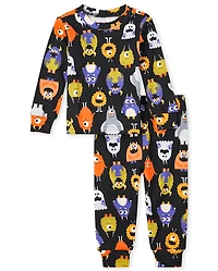 Baby And Toddler Glow Monster Mashup Snug Fit Cotton Pajamas