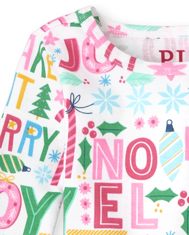 Baby And Toddler Girls Mommy Me Make it Merry Snug Fit Cotton Pajamas