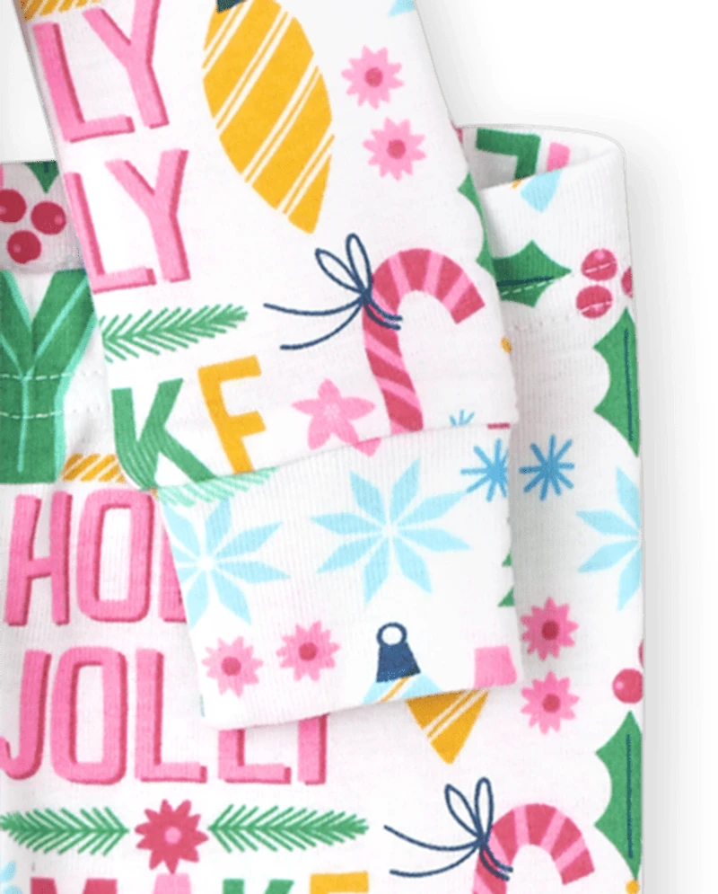 Baby And Toddler Girls Mommy Me Make it Merry Snug Fit Cotton Pajamas