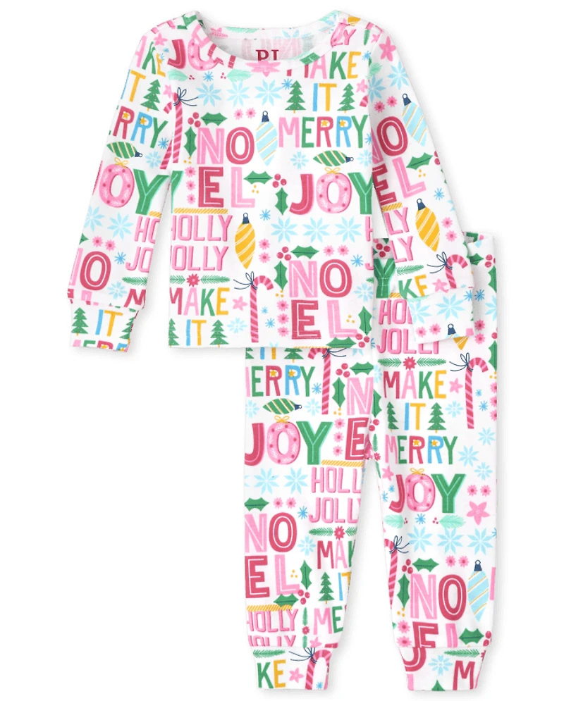 Baby And Toddler Girls Mommy Me Make it Merry Snug Fit Cotton Pajamas