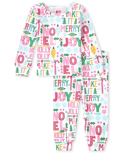Baby And Toddler Girls Mommy Me Make it Merry Snug Fit Cotton Pajamas