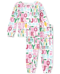 Baby And Toddler Girls Mommy Me Make it Merry Snug Fit Cotton Pajamas