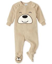 Baby And Toddler Bear Fleece One Piece Pajamas