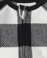 Baby And Toddler Matching Family Buffalo Plaid Fleece One Piece Pajamas