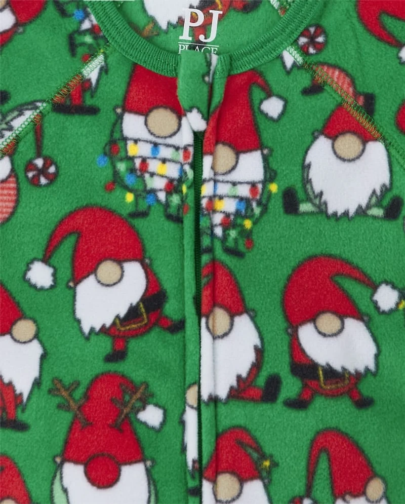 Baby And Toddler Matching Family Christmas Gnomies Fleece One Piece Pajamas