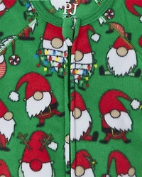 Baby And Toddler Matching Family Christmas Gnomies Fleece One Piece Pajamas