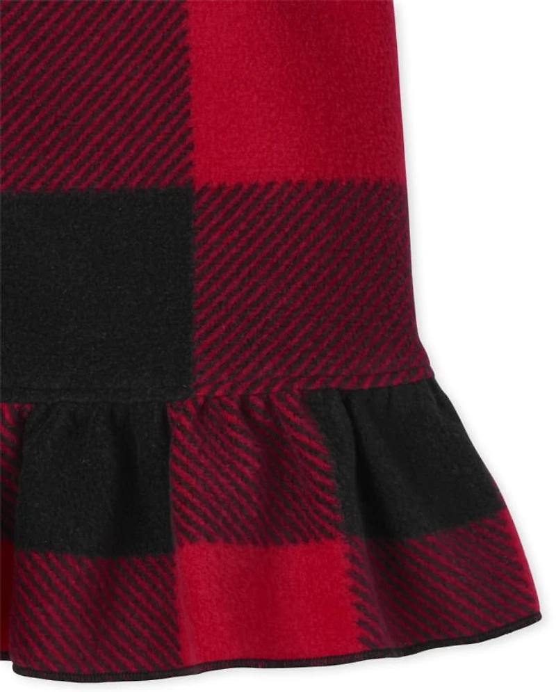 Baby And Toddler Girls Matching Family Buffalo Plaid Fleece Ruffle Nightgown