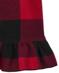 Baby And Toddler Girls Matching Family Buffalo Plaid Fleece Ruffle Nightgown
