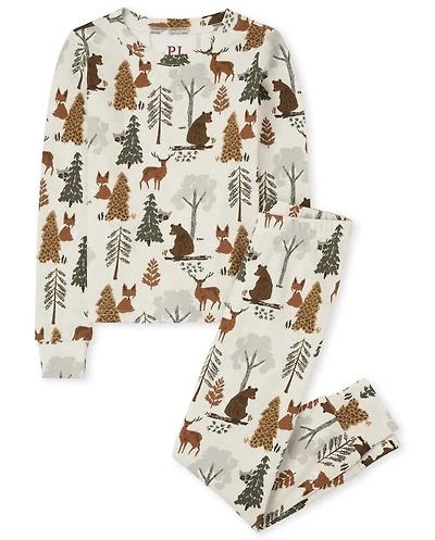 Kids Matching Family Woodland Friends Snug Fit Cotton Pajamas