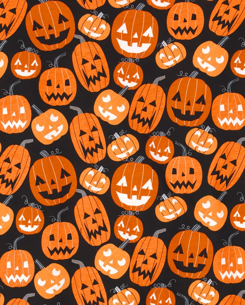 Adult Matching Family Glow Pumpkin Patch Cotton Pajamas