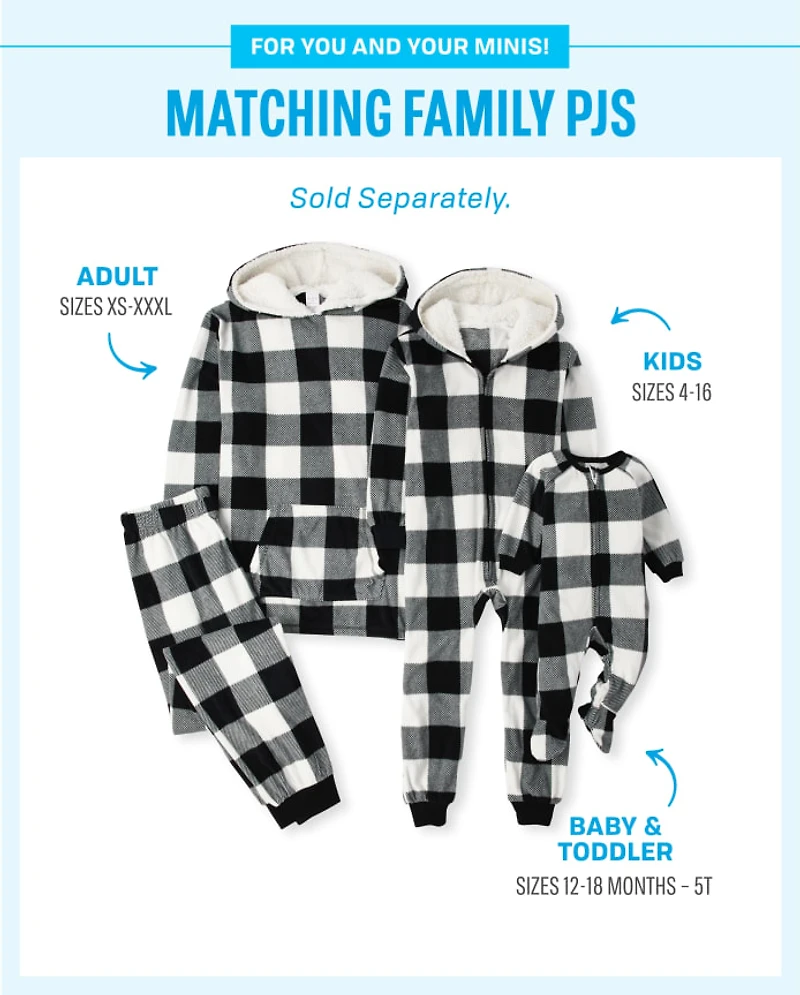 Kids Matching Family Buffalo Plaid Fleece One Piece Pajamas