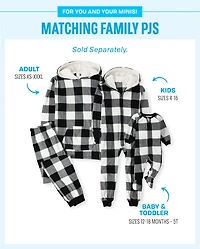 Kids Matching Family Buffalo Plaid Fleece One Piece Pajamas