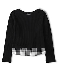 Chandail 2 en 1 Buffalo Plaid Snit pour fille