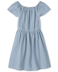 Girls Denim Ruffle Dress
