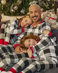 Adult Matching Family Thermal Buffalo Plaid Cotton Pajamas