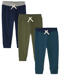 Baby And Toddler Boys Fleece Jogger Pants 3-Pack
