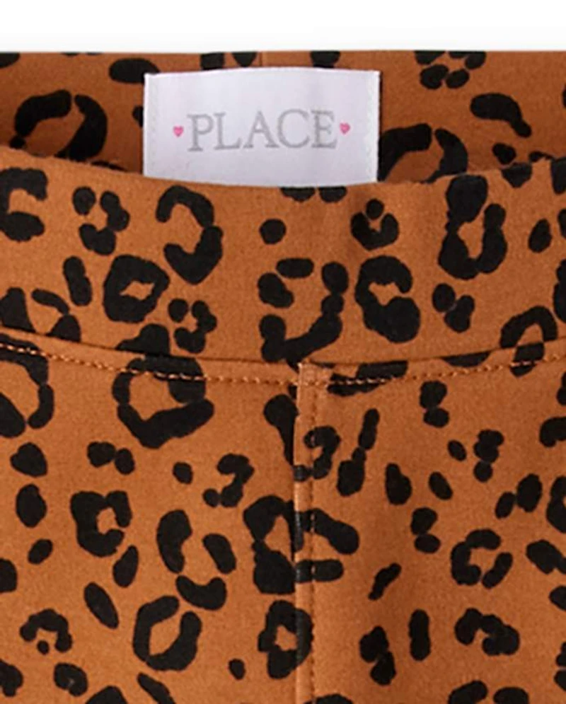 Girls Glitter Leopard Perfect Ponte Leggings
