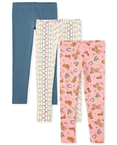 Girls Print Leggings 3-Pack