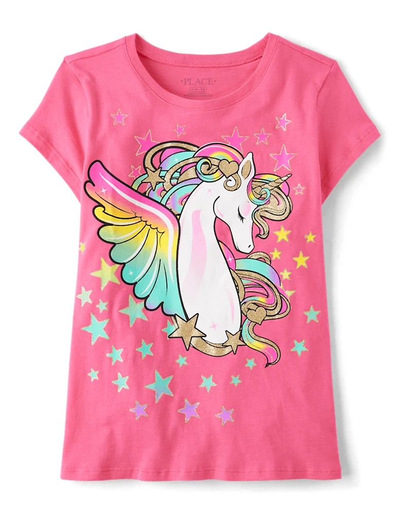 Girls Unicorn Stars Graphic Tee